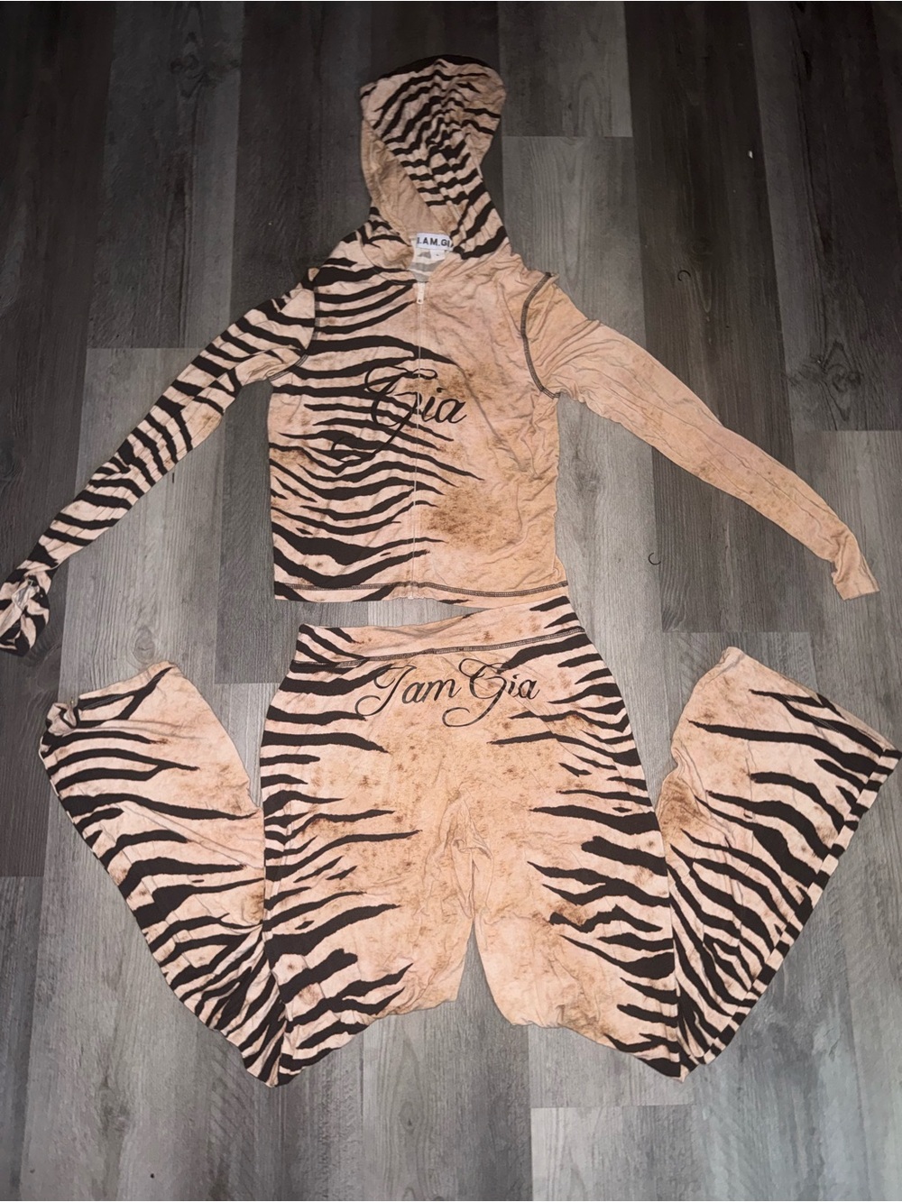 I.AM.GIA Pink Tiger-Stripe Hoodie & Pants Costume Set